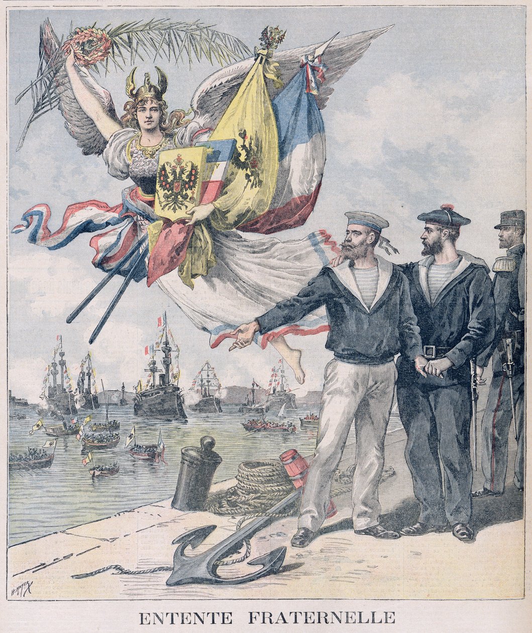 A francia-orosz antant, illusztráció a "Le Petit Journal" 1893. szeptember 30-i számából. alkotó: Fortune Louis Meaulle and Henri Meyer