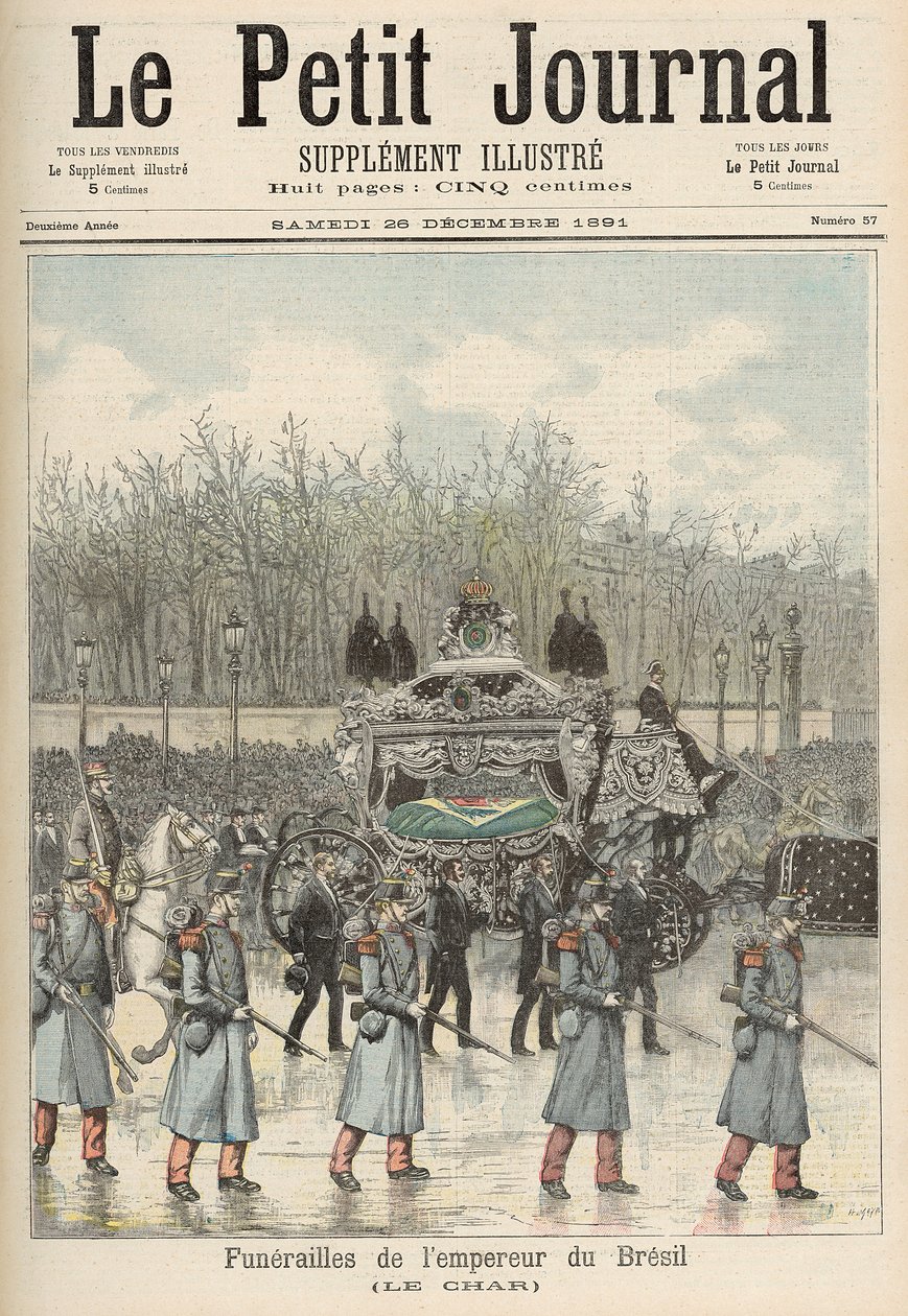 A brazil császár temetése: A kocsi, a "Le Petit Journal"-ból, 1891. december 26. alkotó: Fortune Louis Meaulle and Henri Meyer