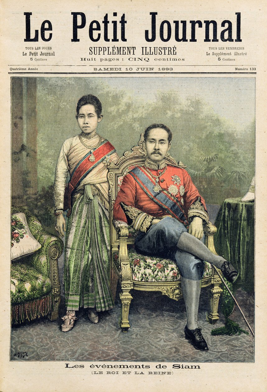Sziám királya és királynője, illusztráció a „Le Petit Journal”-ból, 1893. június 10. alkotó: Fortune Louis Meaulle and Henri Meyer