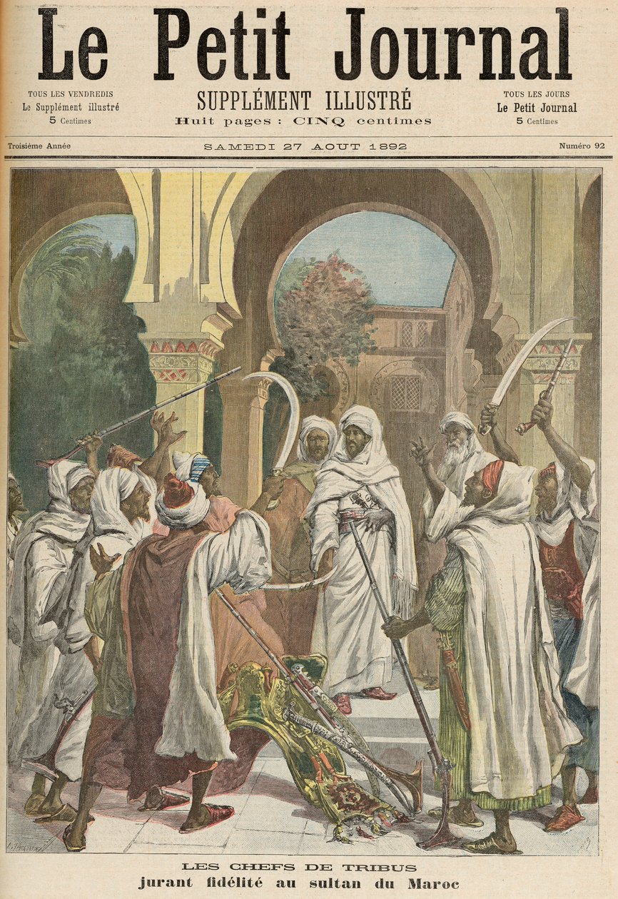 A törzsfőnökök, akik hűséget esküdnek a marokkói szultánnak, a „Le Petit Journal”-ból, 1892. augusztus 27. alkotó: Fortune Louis Meaulle and Henri Meyer