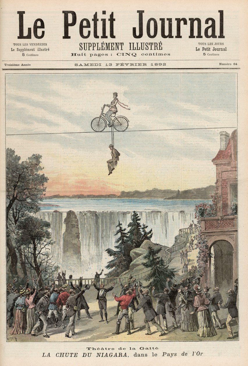 Theater de la Gaite Performers a Niagara Falls-ban, a "Le Petit Journal"-ból, 1892. február 13. alkotó: Fortune Louis Meaulle and Henri Meyer