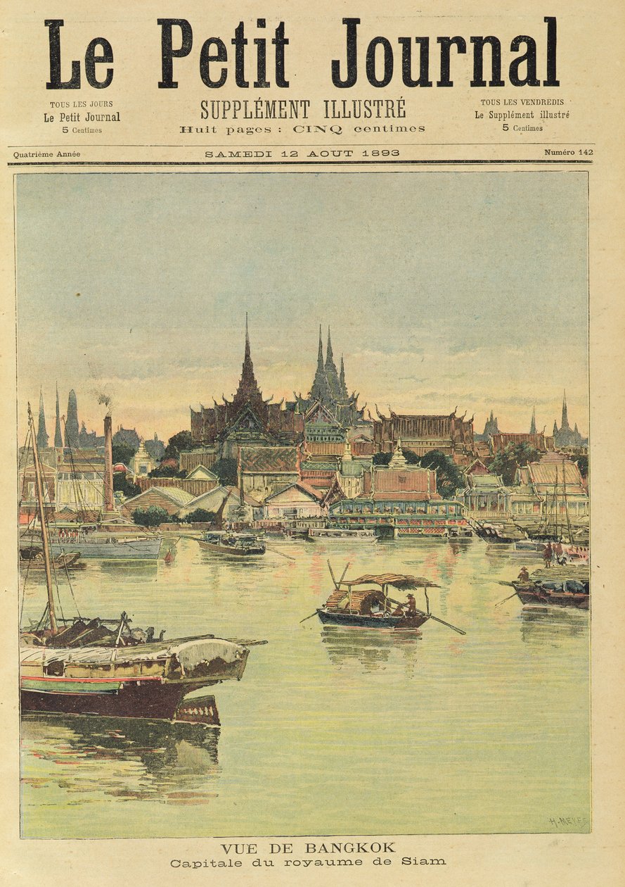 Bangkok képe, a "Le Petit Journal"-ból, 1893. augusztus 12 alkotó: Fortune Louis Meaulle and Henri Meyer