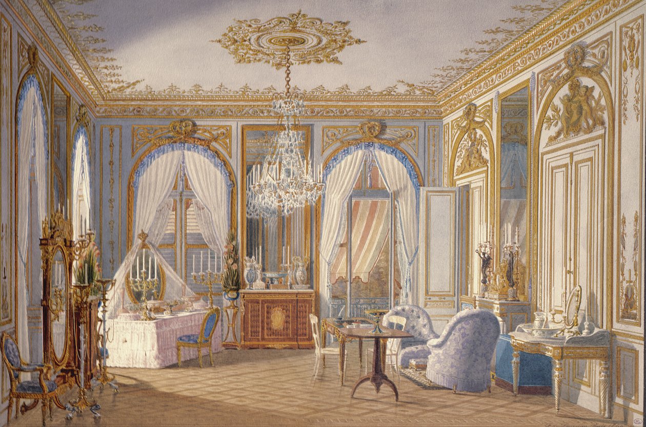 Eugenie császárné öltözője, Saint-Cloud, 1860 (wc papíron) alkotó: Fortune de Fournier