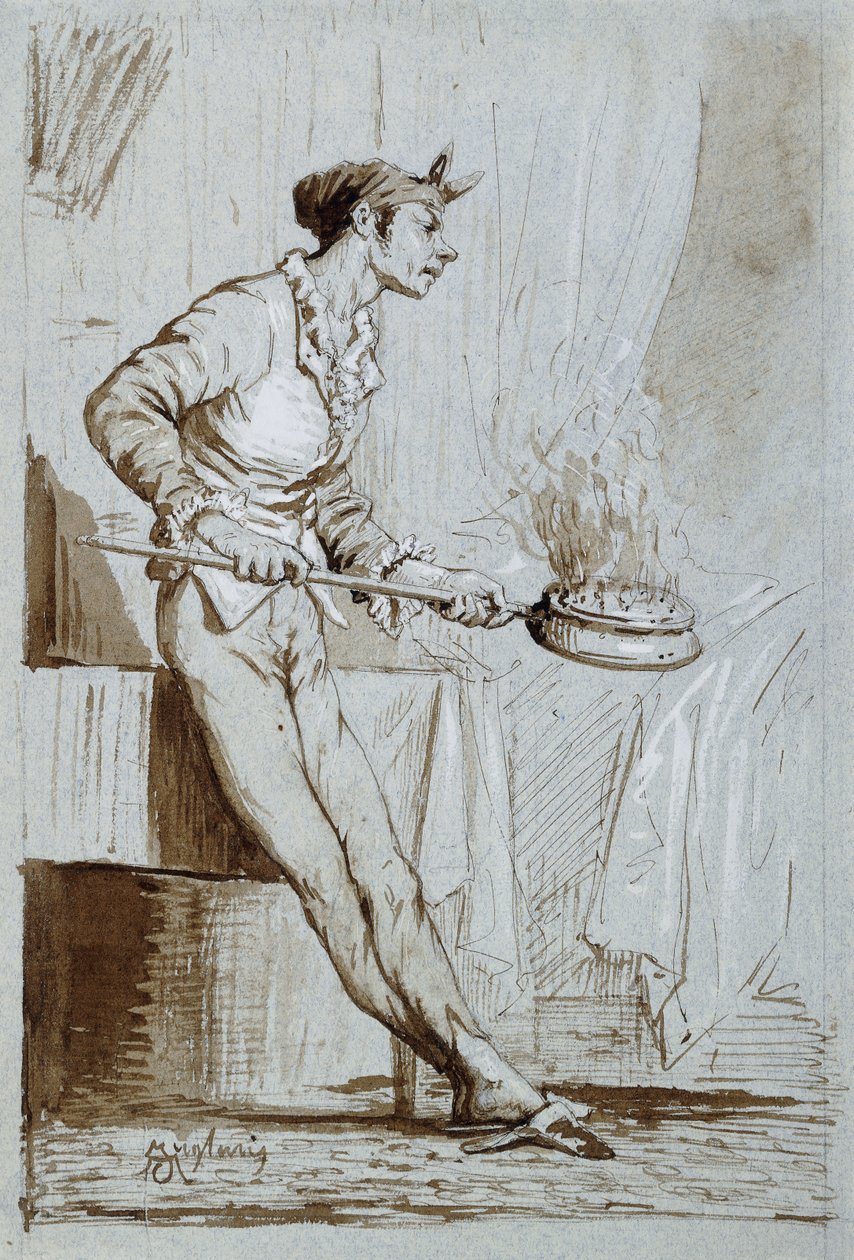 Szolgáló ágymelegítővel, alkotó: Fortuny y Carbó