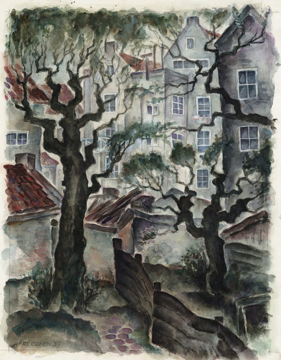 Fré Cohen 1939-es Nieuwe Herengracht rajza Házak hátulja alkotó: Fré Cohen