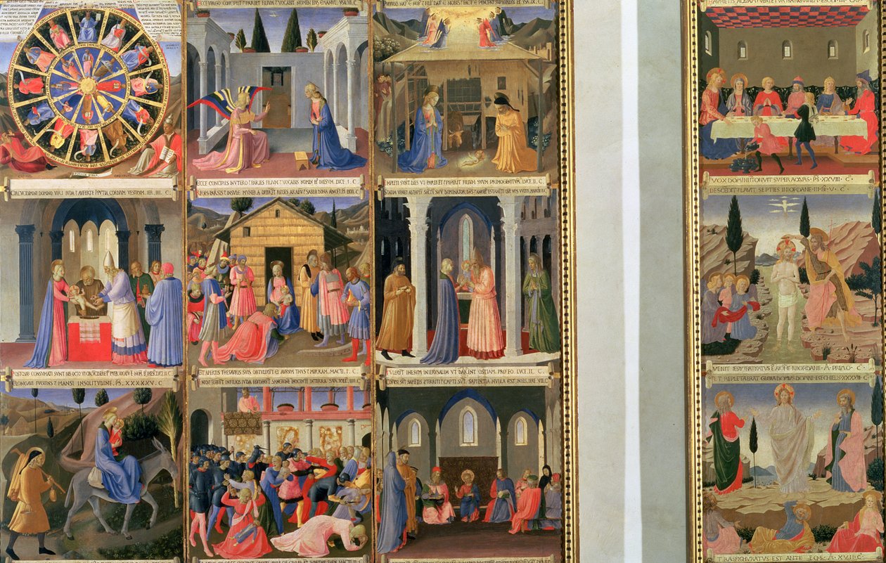 Jelenetek Krisztus életéből, első és második panel Santissima Annunziata ezüstkincstárából, 1450-53 körül (tempera a panelen) alkotó: Fra Angelico