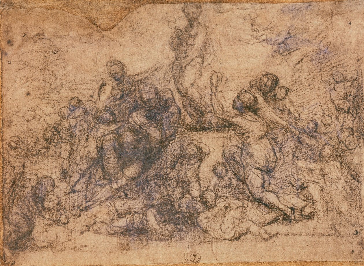 Tanulmány a Vénusz imádatához, 1490-1517 körül (szén papíron) alkotó: Fra 1472 1517 Bartolommeo