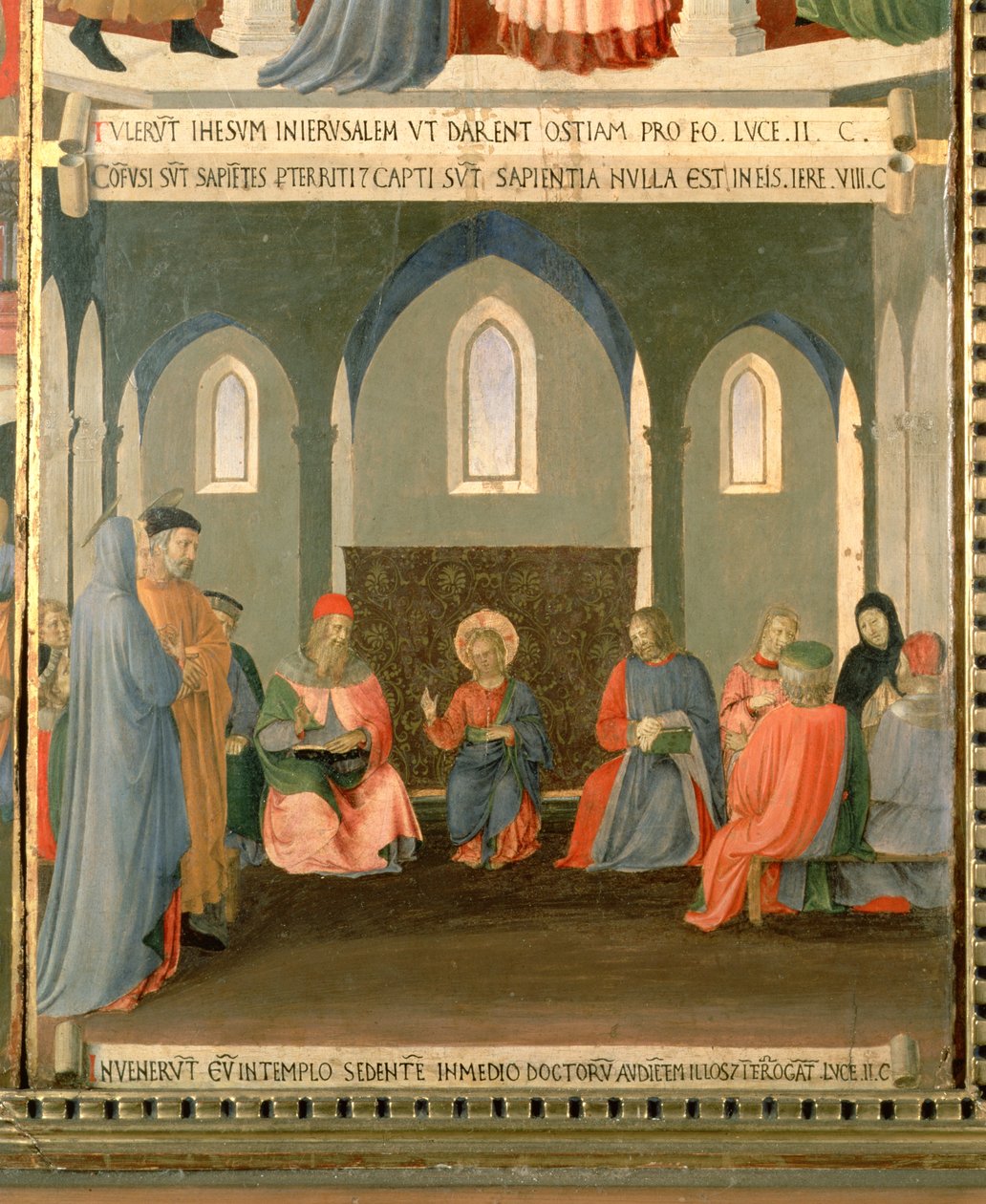 Krisztus az orvosok között, részlet a Santissima Annunziata ezüst kincstárának első táblájáról, 1450-53 körül (tempera, tábla). alkotó: Fra Angelico