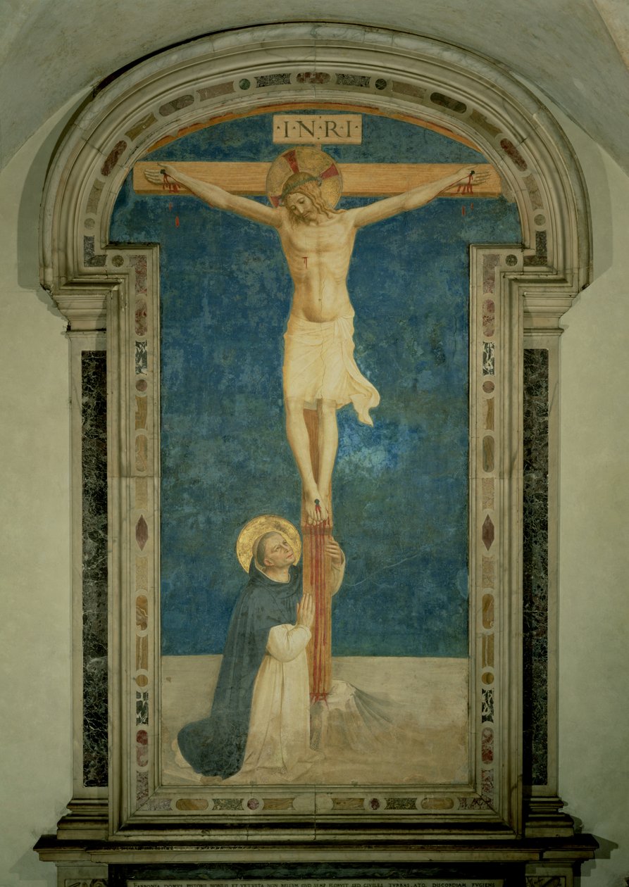 Krisztus a kereszten Szent Domonkos imádta alkotó: Fra Angelico