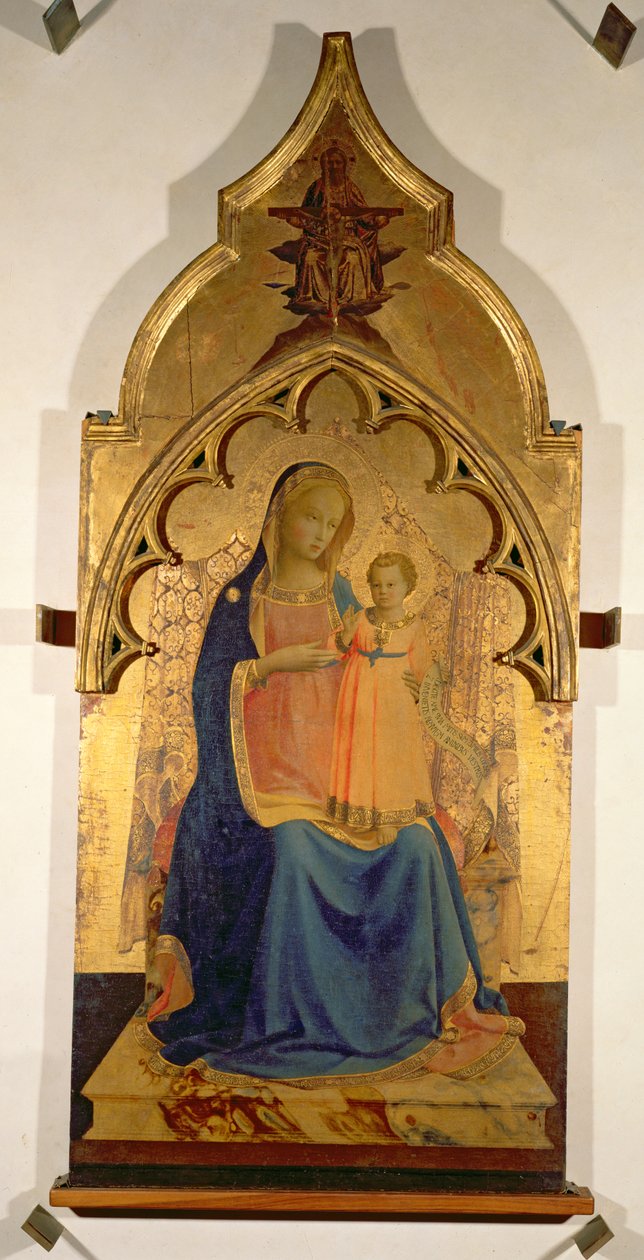 Madonna és gyermek, központi panel a Madonna és gyermek a Szentháromság tabernákulummal, 1430 körül (tempera a panelen) (lásd még: 94746-47) alkotó: Fra Angelico