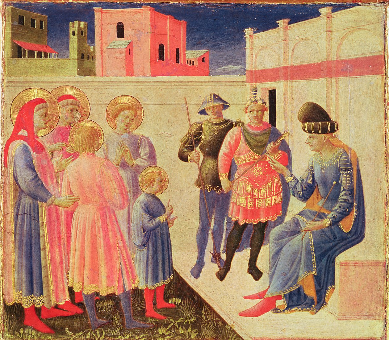 SS. Cosmas és Damian Diocletianus előtt, predella az Annalena-oltárképből, 1434 (tempera a panelen) alkotó: Fra Angelico