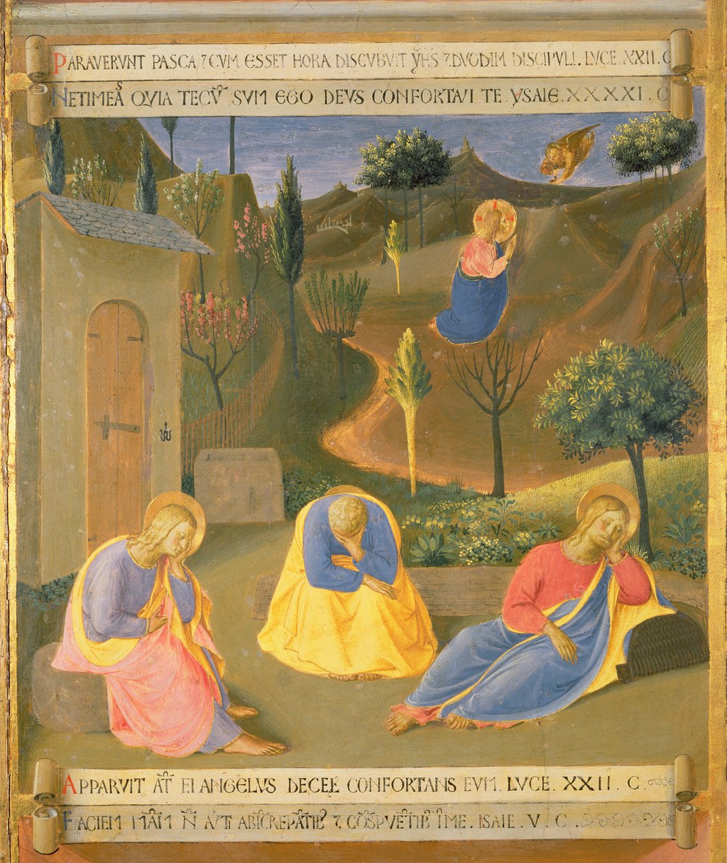 Agónia a kertben, részlet a Santissima Annunziata ezüstkincstár harmadik paneljéről, 1450-53 körül (tempera a panelen) alkotó: Fra Angelico