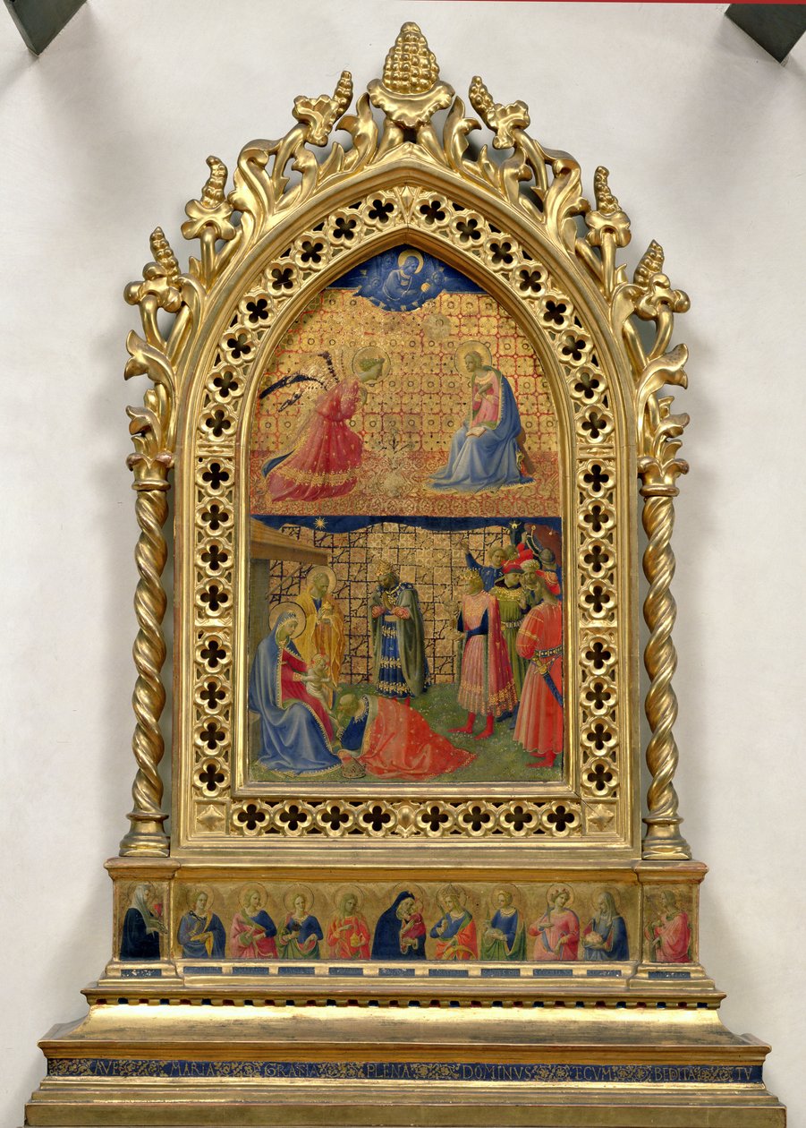 Az Angyali üdvözlet és a Mágusok imádása (tempera a panelen) alkotó: Fra Angelico
