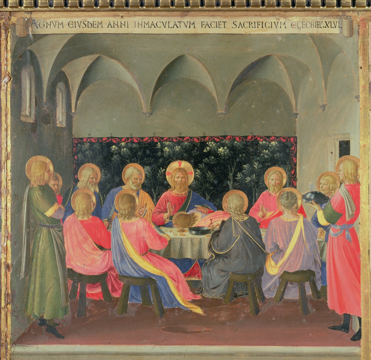 Az Utolsó vacsora, részlet a Santissima Annunziata ezüstkincstár harmadik paneljéről, 1450-53 körül (tempera a panelen) alkotó: Fra Angelico