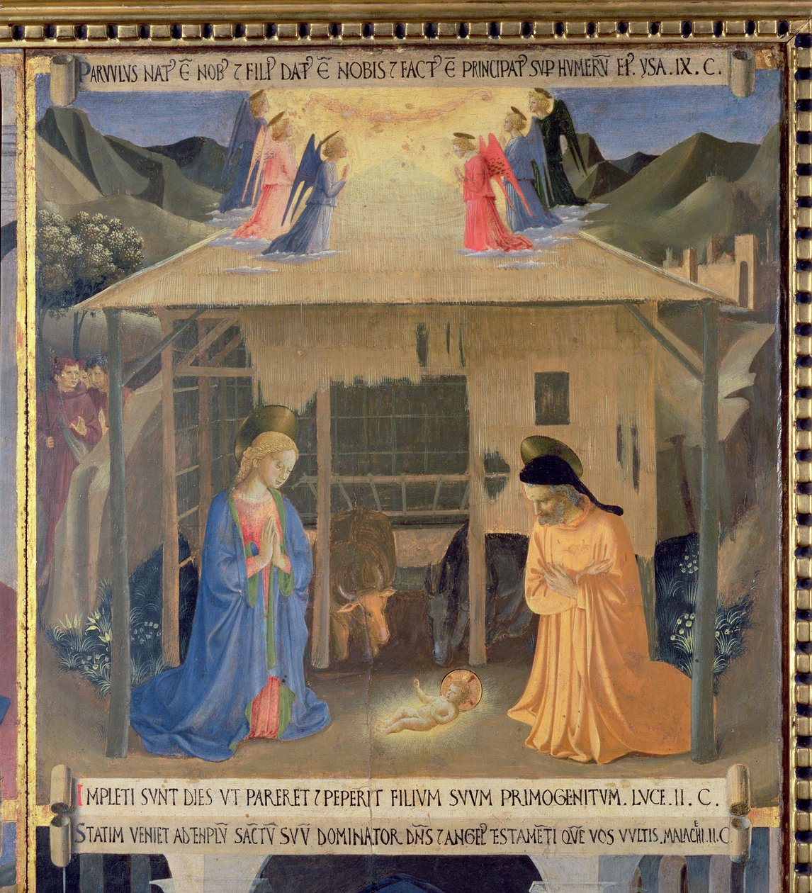 A Születés, részlet a Santissima Annunziata ezüst kincstárának első táblájáról, 1450-53 körül (tempera, tábla) alkotó: Fra Angelico