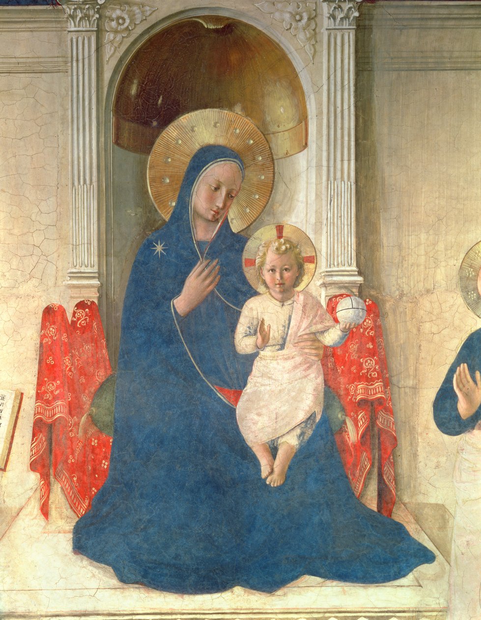 A Szűz és a Gyermek trónoló, Madonna delle Ombre részlete, 1450-es freskó alkotó: Fra Angelico