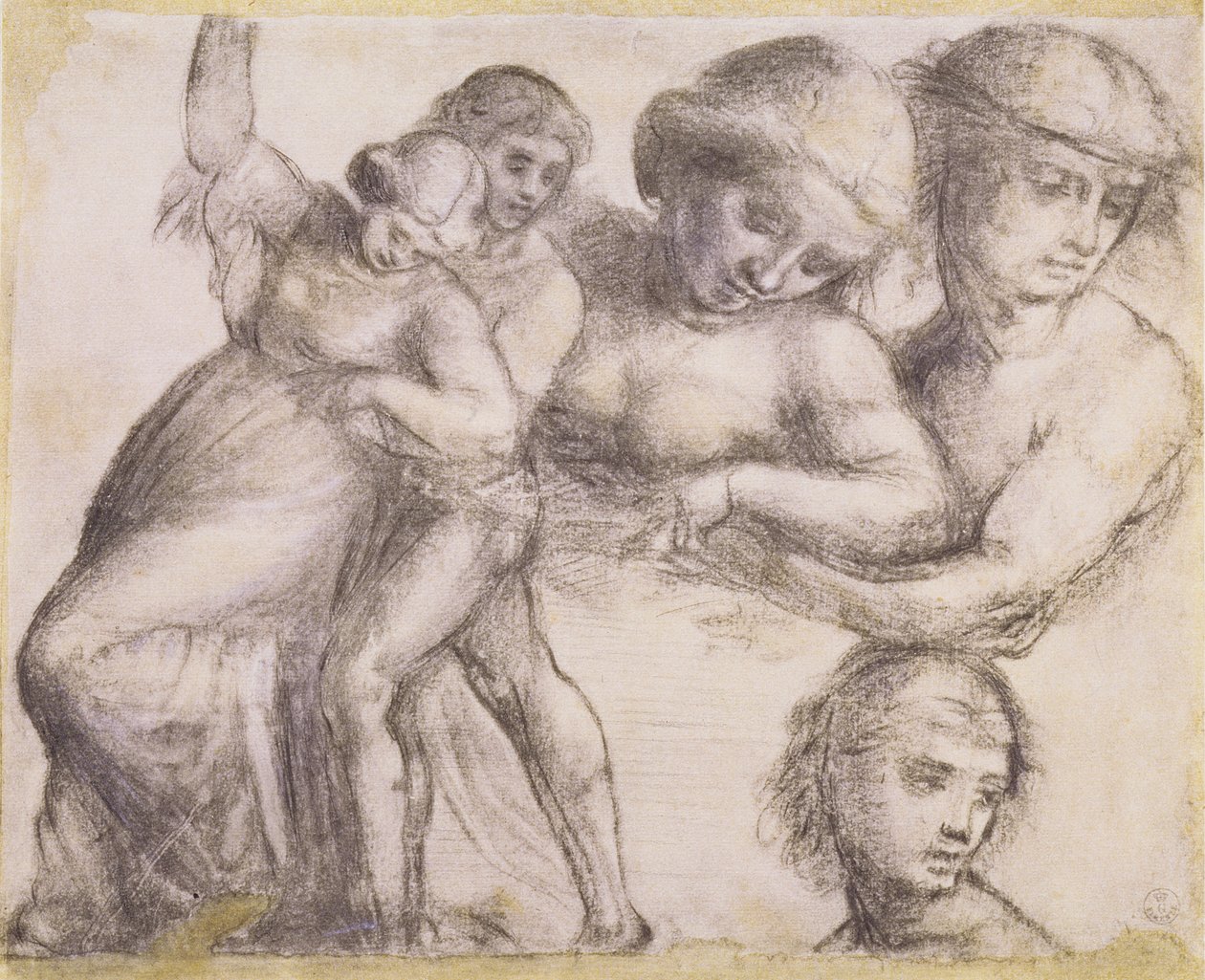 Egy férfi és egy nő tanulmánya a Madonna della Misericordia számára a Villa Guinigiben, Lucca, 1515 körül (kréta, papír) alkotó: Fra Bartolommeo