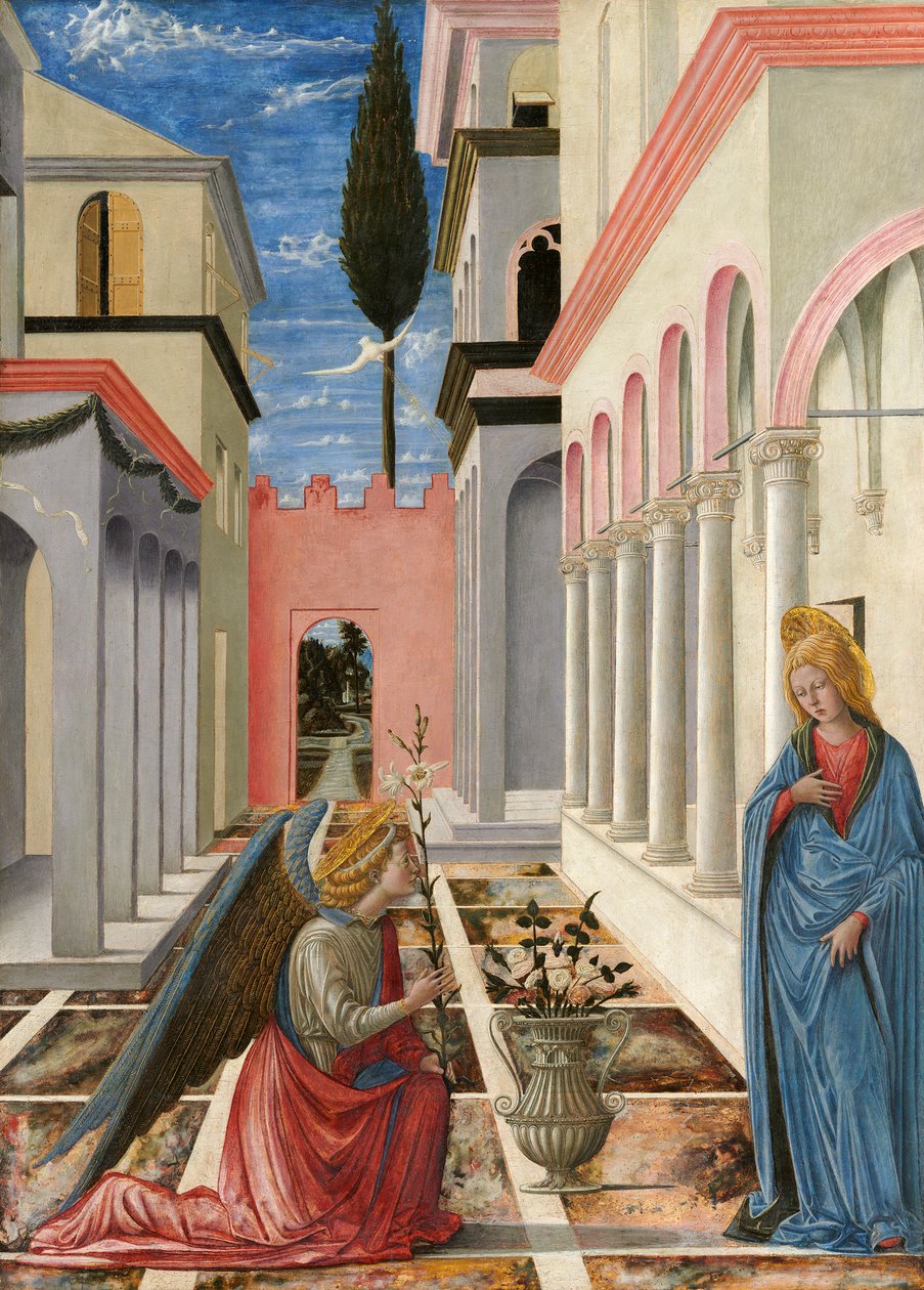 Az Angyali üdvözlet, 14451450 körül (tempera a panelen) alkotó: Fra Carnevale