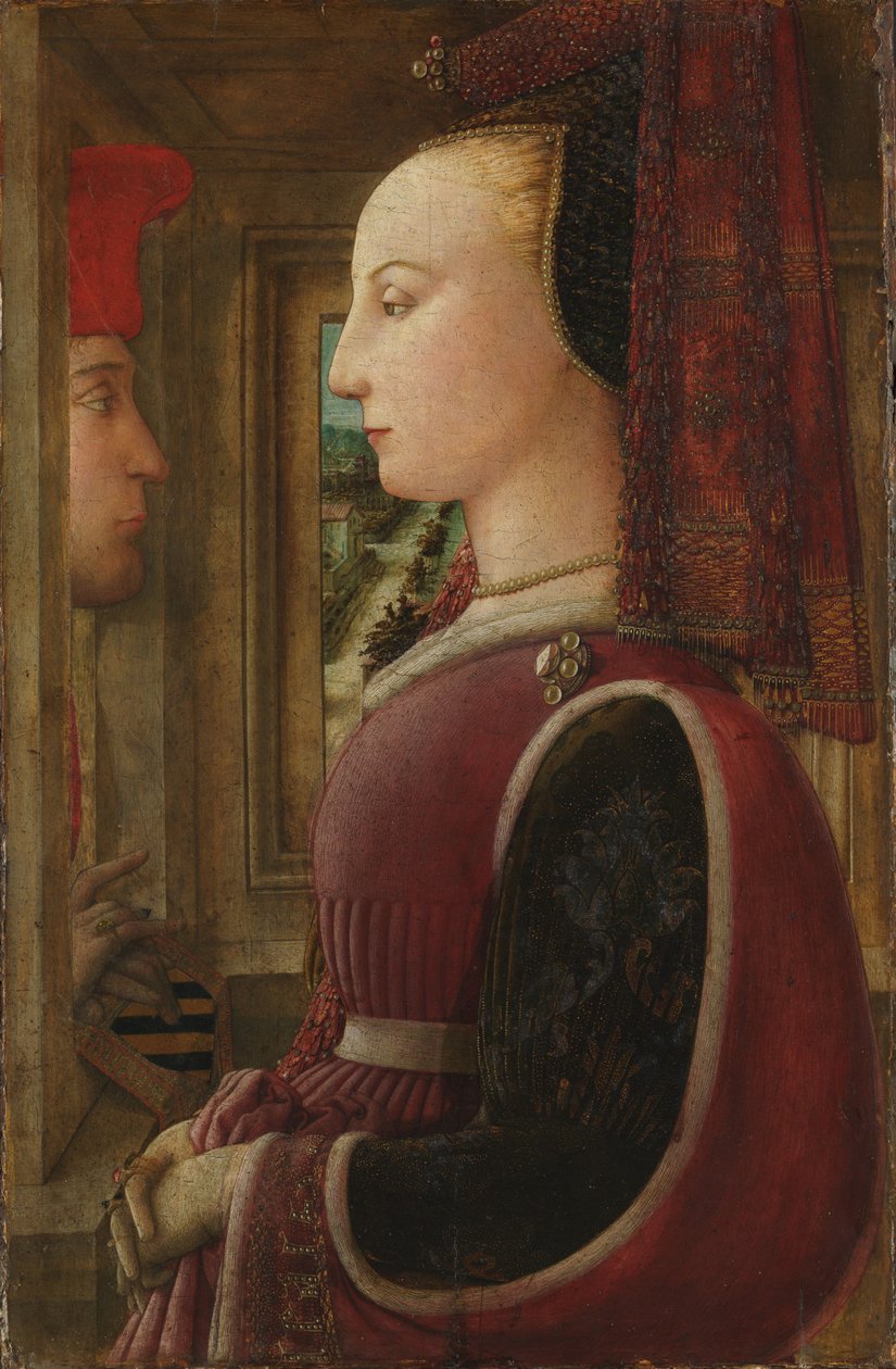 Nő portréja férfival a szekrényben, 1440 körül (tempera fán) alkotó: Fra Filippo Lippi