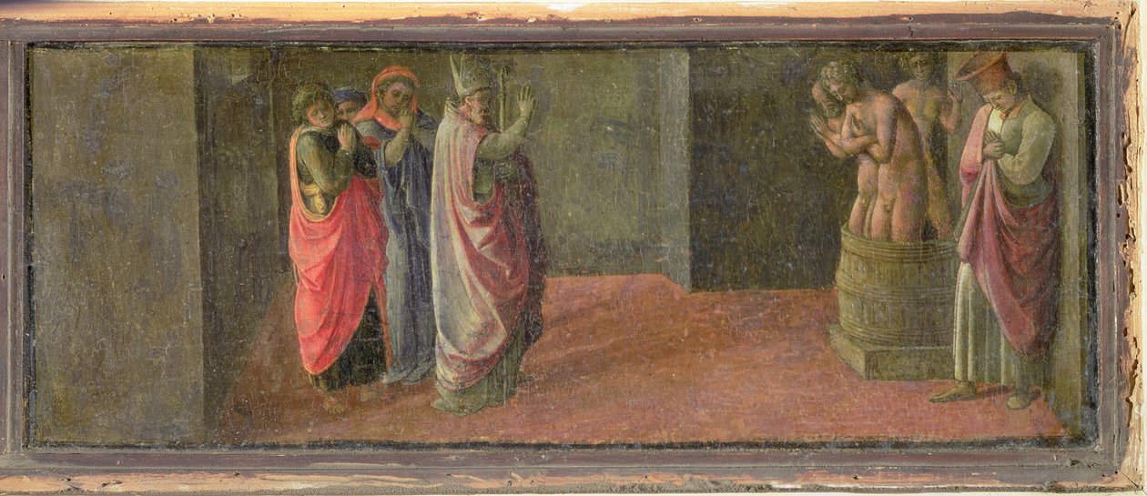 Szent Miklós feltámaszt három meggyilkolt fiatalt, (a Martelli-kápolnában) (panel) alkotó: Fra Filippo Lippi