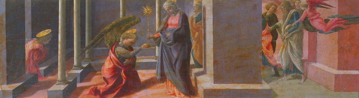 Az Annunciáció (a Barbadori-oltárkép predellája) (tempera, tábla) alkotó: Fra Filippo Lippi