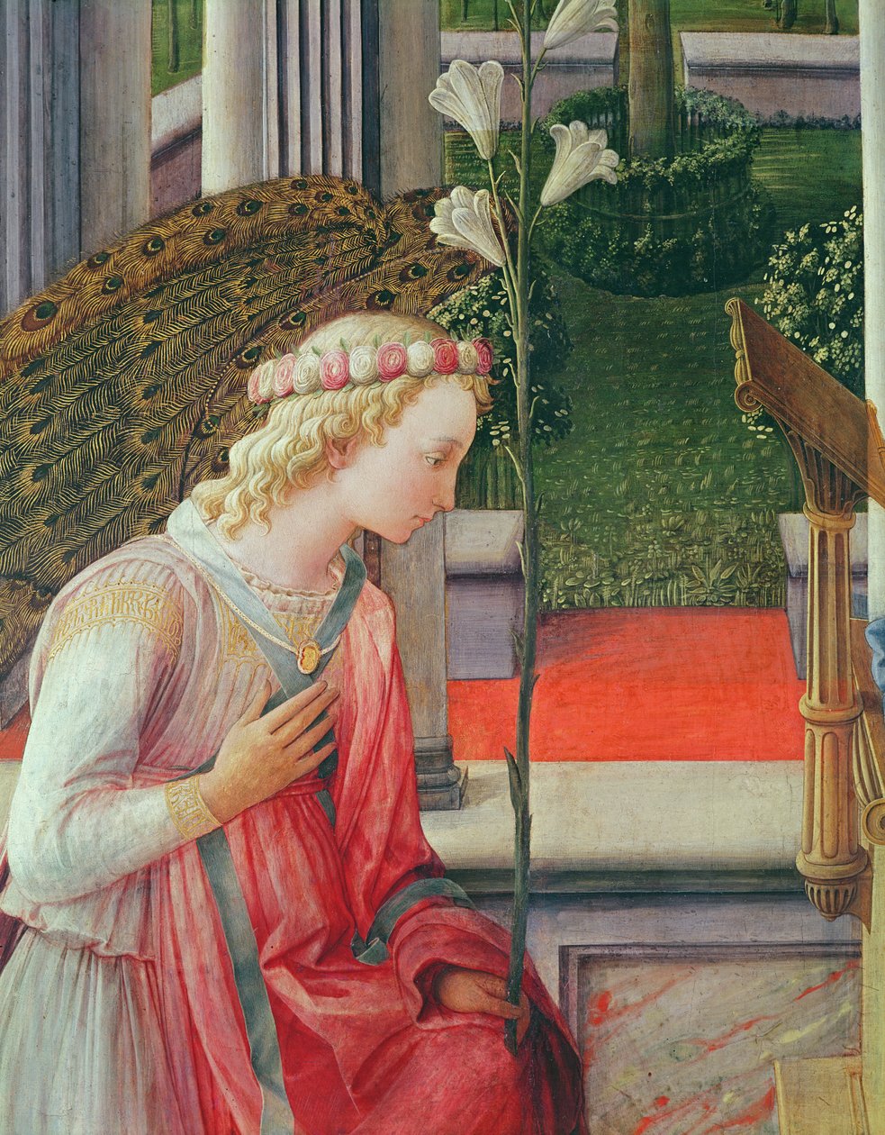 Az Angyali üdvözlet, Gábriel angyal részlete (244961 részlet) alkotó: Fra Filippo Lippi