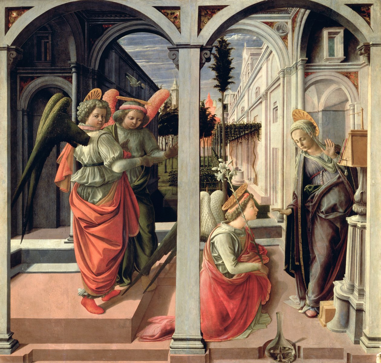 Angyali üdvözlet három angyallal, 1440 alkotó: Fra Filippo Lippi