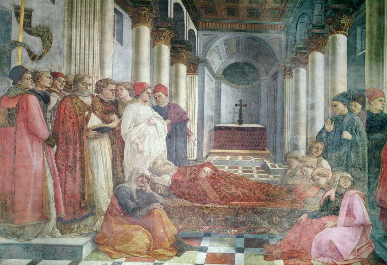 Szent István temetése, részlet az SS élete című ciklusból. István és Keresztelő János, a főkápolnából, 1452-65 alkotó: Fra Filippo Lippi