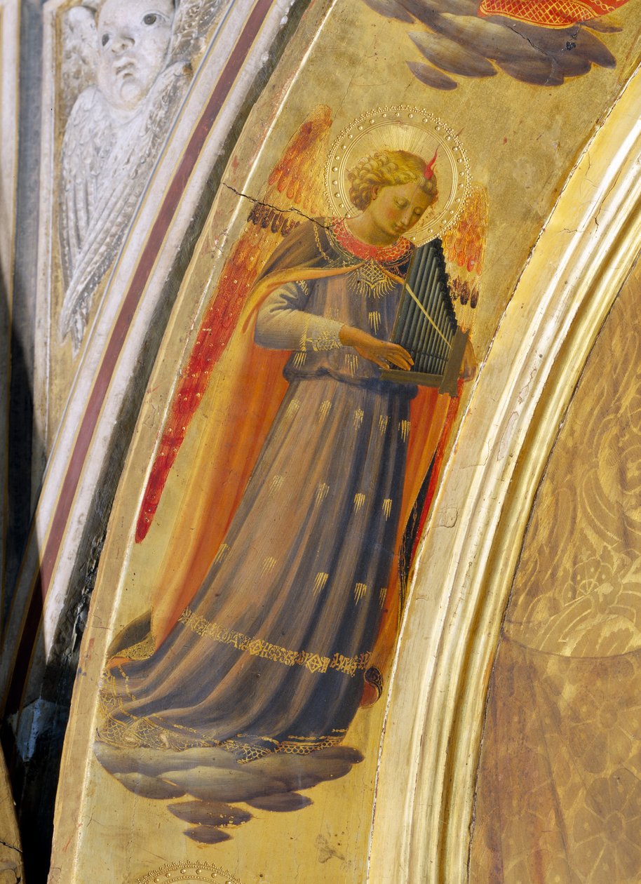 Angyal orgonával, részlet a Linaiuoli triptichonról, 1433 (tempera, tábla) alkotó: Fra Angelico