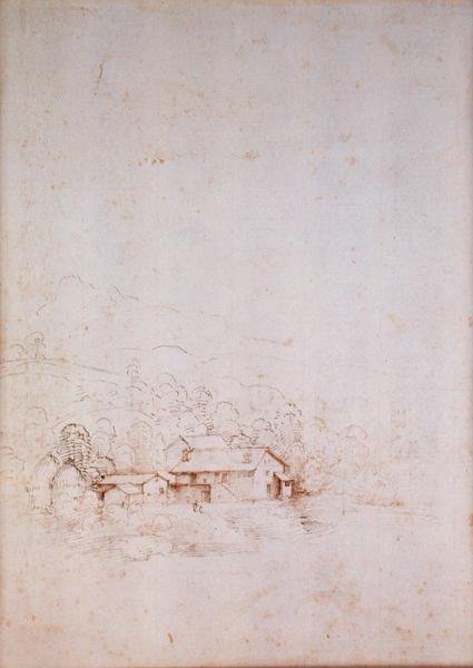 Farm a fák között (hátoldal) (toll, barna és fekete tinta, papír) (az előlapot lásd 152660) alkotó: Fra Bartolomeo