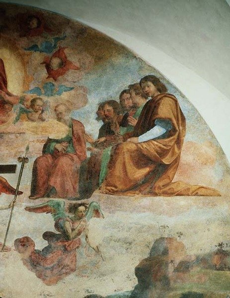 Az utolsó ítélet, részlet, amely az apostolokat ábrázolja Krisztustól balra alkotó: Fra Bartolomeo