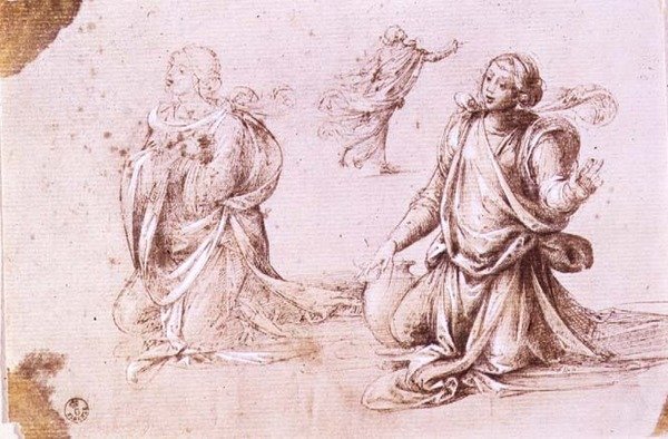 Három tanulmány egy női alakról A szamáriai asszonyhoz (toll és tinta papíron) alkotó: Fra Bartolomeo