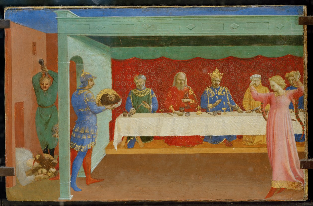 Egy oltárkép predellája: Keresztelő Szent János lefejezése és Heródes ünnepe, Salome táncával ... alkotó: Fra (c.1387 1455) Angelico