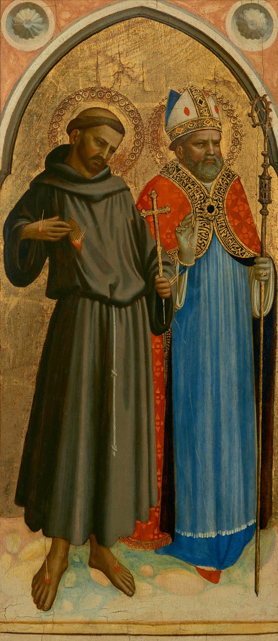 Szent Ferenc és egy püspökszent, 1420-as évek vége (tempera és arany levél, tábla) alkotó: Fra (c.1387 1455) Angelico