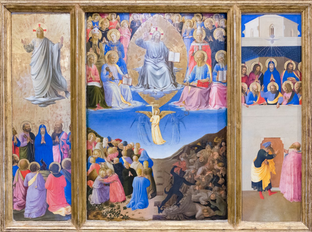 Triptichon (mennybemenetel, utolsó ítélet, pünkösd) alkotó: Fra (c.1387 1455) Angelico