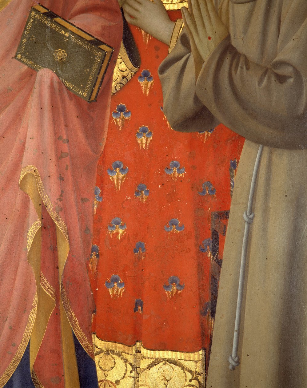 Az Annalena-oltár részlete. Szent János evangélista, Saint Laurent és Saint Francois zubbony és ruházata (tempera fán) alkotó: Fra  Angelico