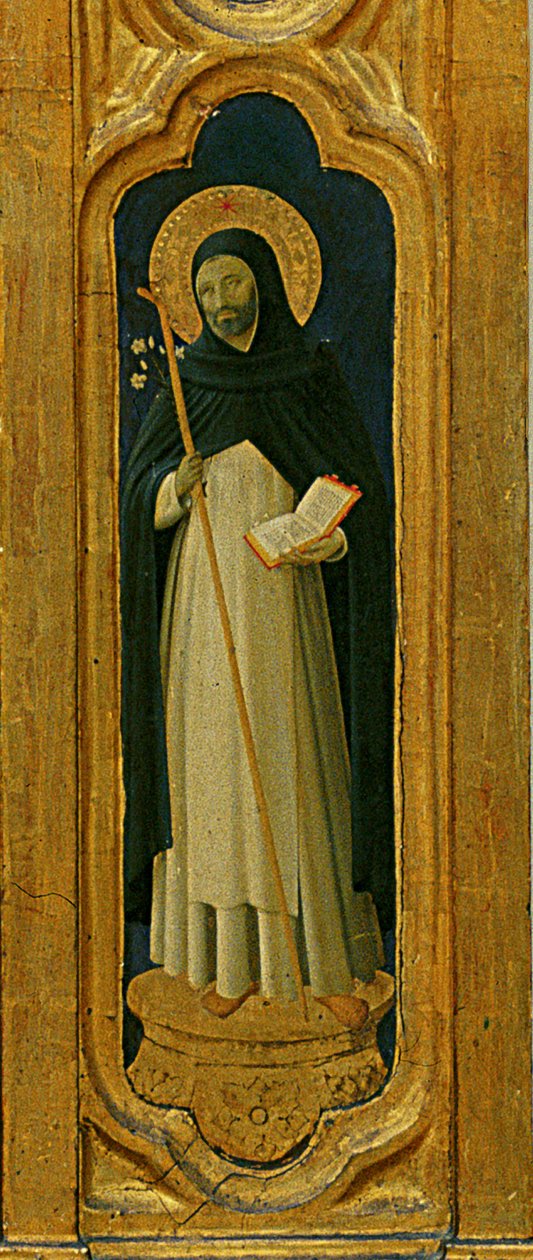 A Santa Trinita oltár részlete, kerete és csúcsai, Lorenzo Monaco (Piero di Giovanni) (1370-1425 körül), elkészült 1434 körül (tempera és arany a panelen) alkotó: Fra  Angelico