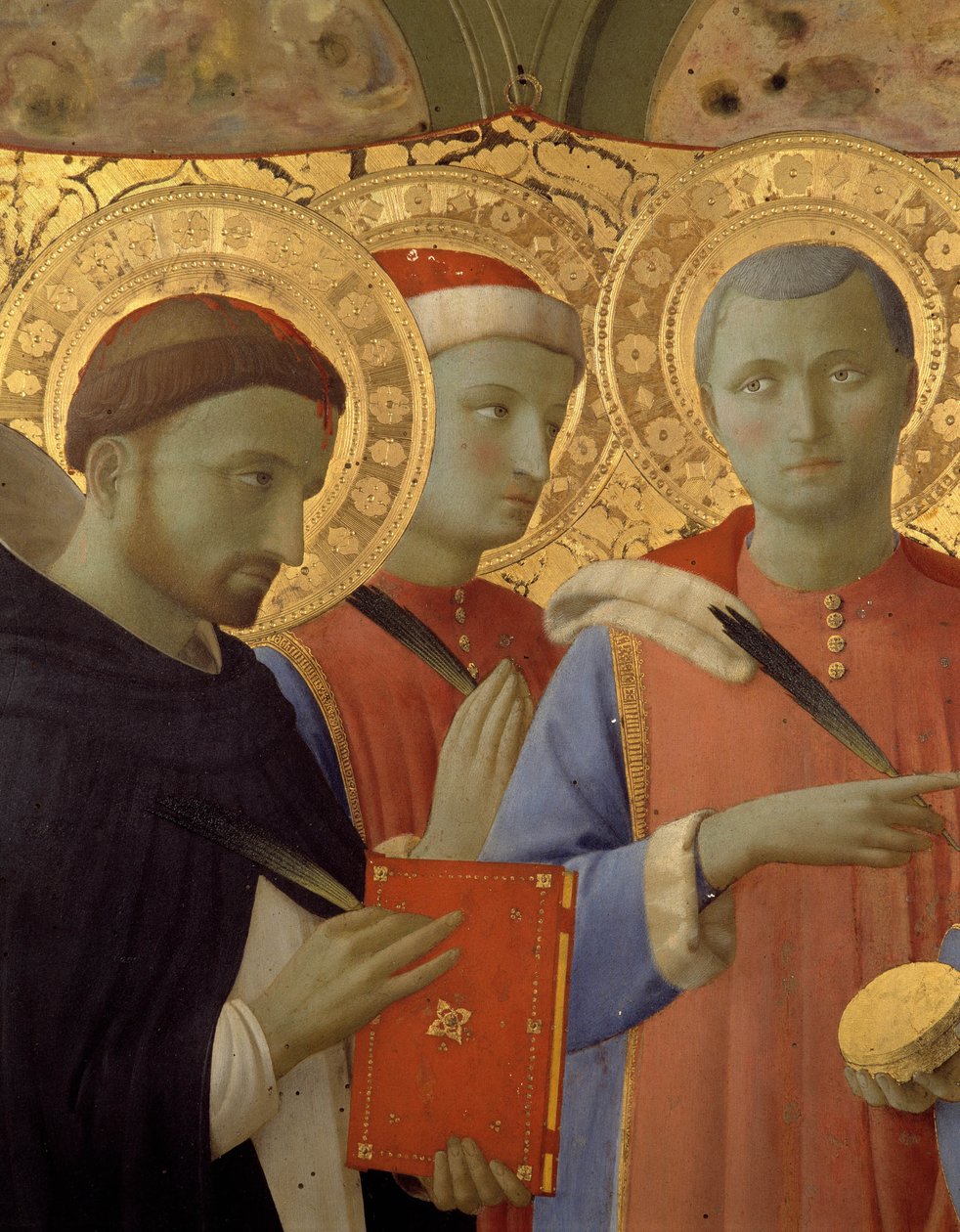 Annalena oltárképének részlete: Szent Péter vértanú, Szent Kozimo (Gyere vagy Cosimo) és Szent Damien (tempera fán) portréi alkotó: Fra  Angelico