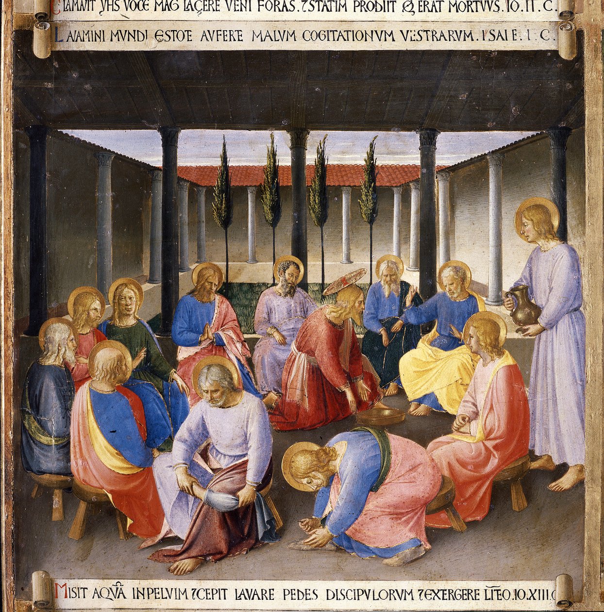 Lábmosás. Krisztus élete, Armadio degli Argenti. (Tempera fán alkotó: Fra  Angelico