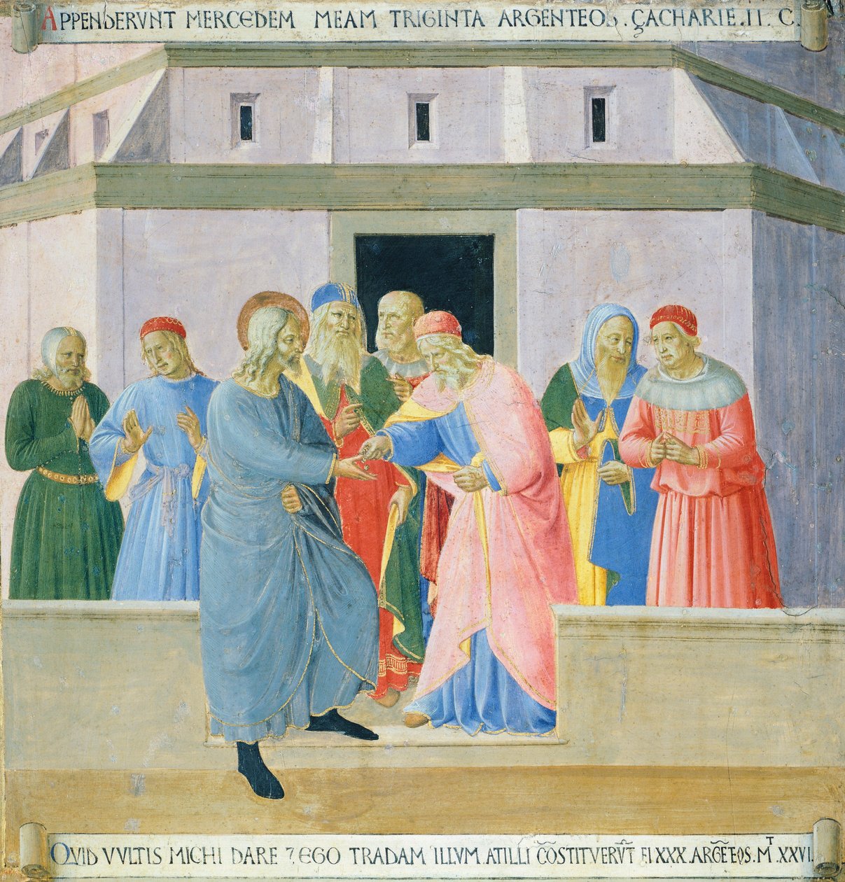 Betét, amely Júdást ábrázolja a jutalomban, az Armadio degli Argenti (Ezüstláda) panel Jézus életével alkotó: Fra (c.1387 1455) Angelico