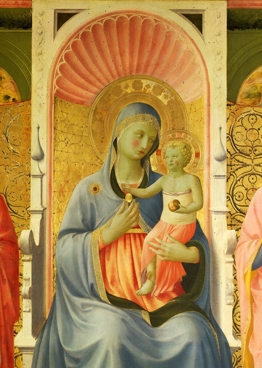 Madonna és gyermek, részlet Giovanni da Fiesole Annalena-oltárképéből, Fra Angelico néven (1400-1455 körül), tempera fán alkotó: Fra (c.1387 1455) Angelico