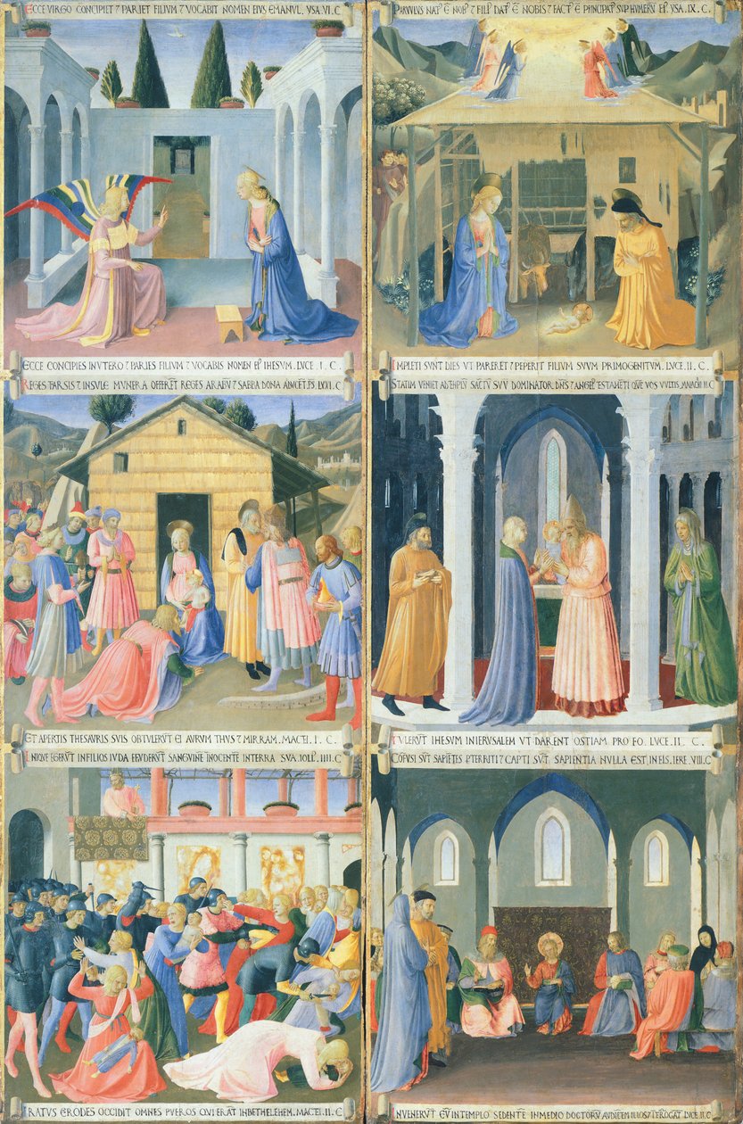 Jelenetek Jézus gyermekkorából, az Armadio degli Argenti (Ezüstláda) panel részlete Jézus életével alkotó: Fra (c.1387 1455) Angelico