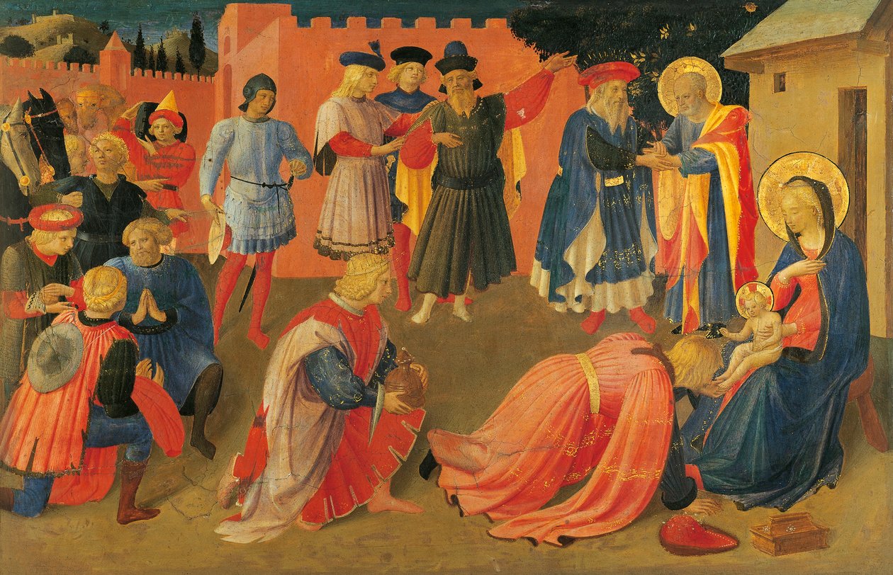 A mágusok imádása, Részlet a predella központi paneljéről, Vászonfóliák tabernákuluma alkotó: Fra (c.1387 1455) Angelico