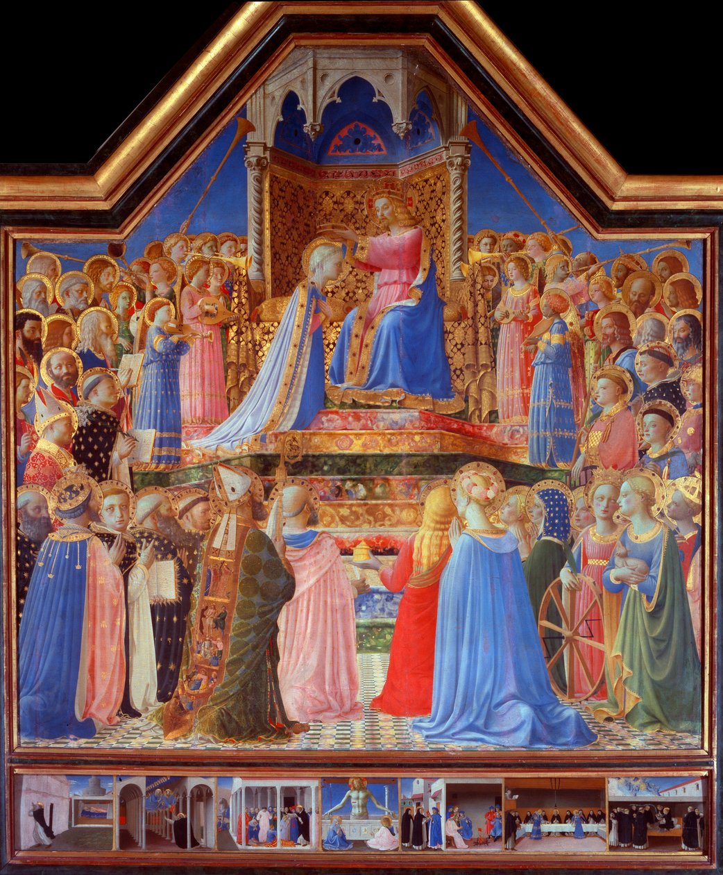 A Szűz megkoronázása (Szent Domonkos életének jeleneteinek predella) (festmény alkotó: Fra  Angelico