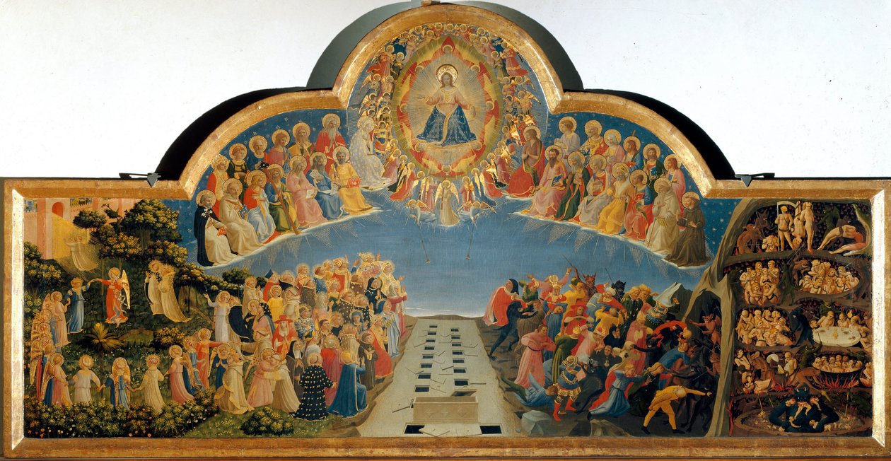 Guido di Pietro (vagy Fra Giovanni da Fiesole) Fra Angelico vagy il Beato (1400-1455) Az utolsó ítélet Detrempe fán. Mérete 105x210 cm Szent Márk Múzeum. Firenze alkotó: Fra  Angelico