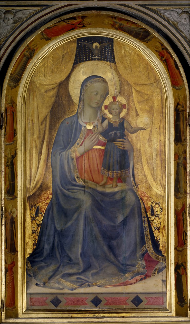 A Szűznél van a Liniers Gyermeke vagy Tabernákulum (oltárképe) (tabernacolo dei Linaioli) (oltárkép) alkotó: Fra  Angelico