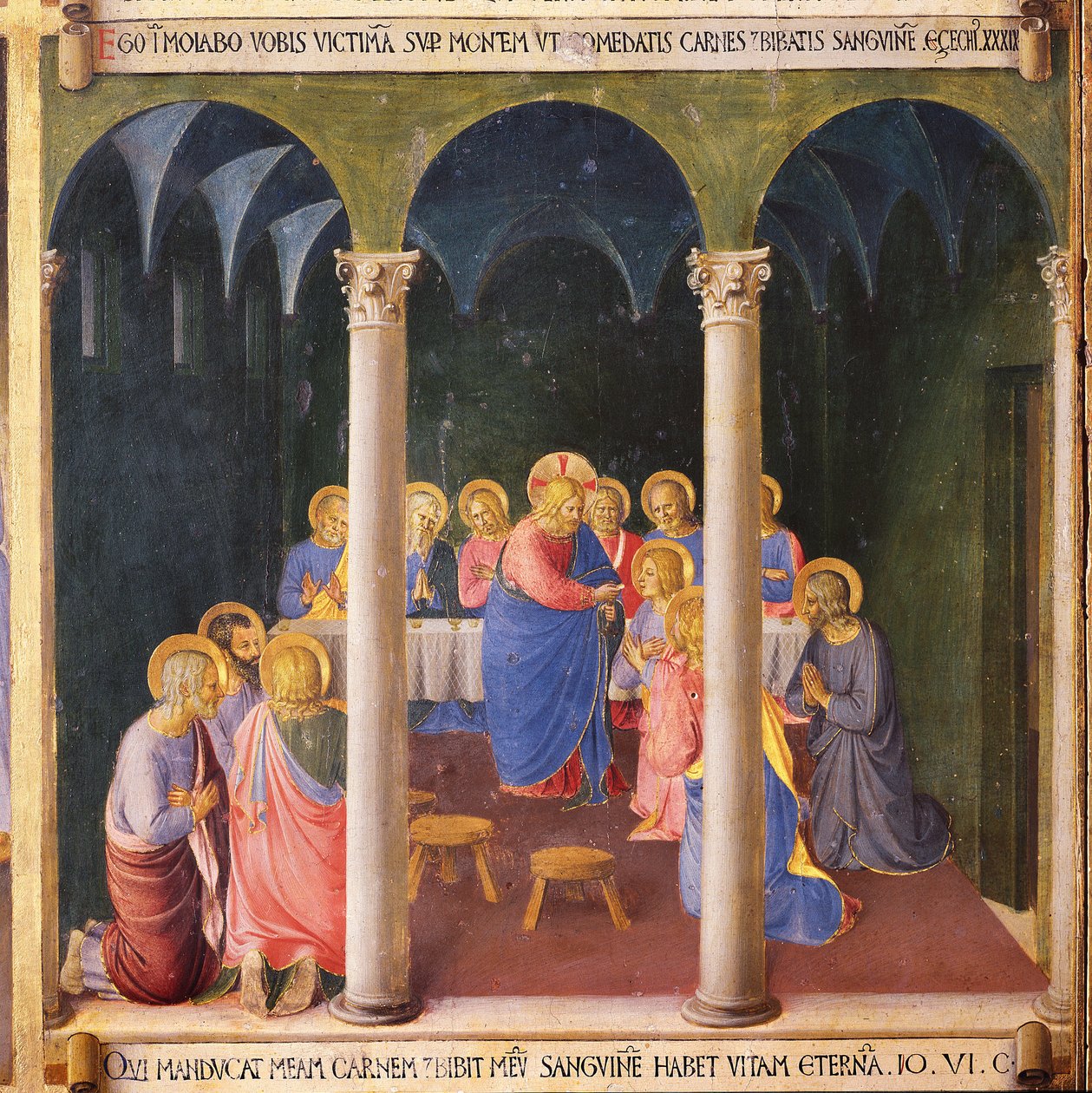 A közösség. Krisztus élete, ezüst ruhásszekrény. (Tempera fán alkotó: Fra  Angelico