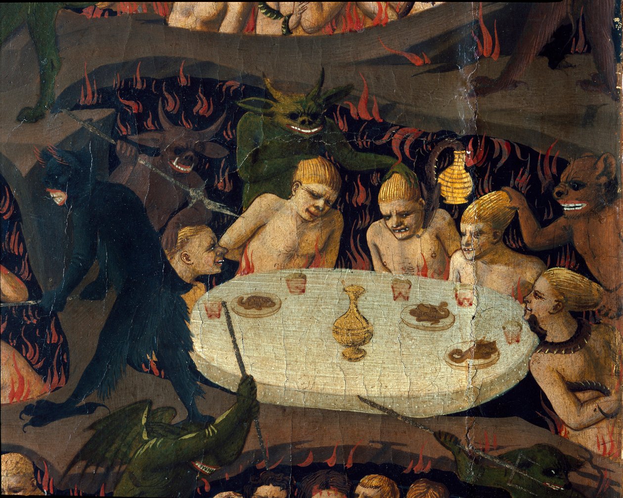 A végső ítélet: az alvilág démonai rosszul bánnak az átkozottakkal. Guido di Pietro (vagy Fra Giovanni da Fiesole) festménye Fra Angelico ou il Beato (1400-1455) alkotó: Fra  Angelico