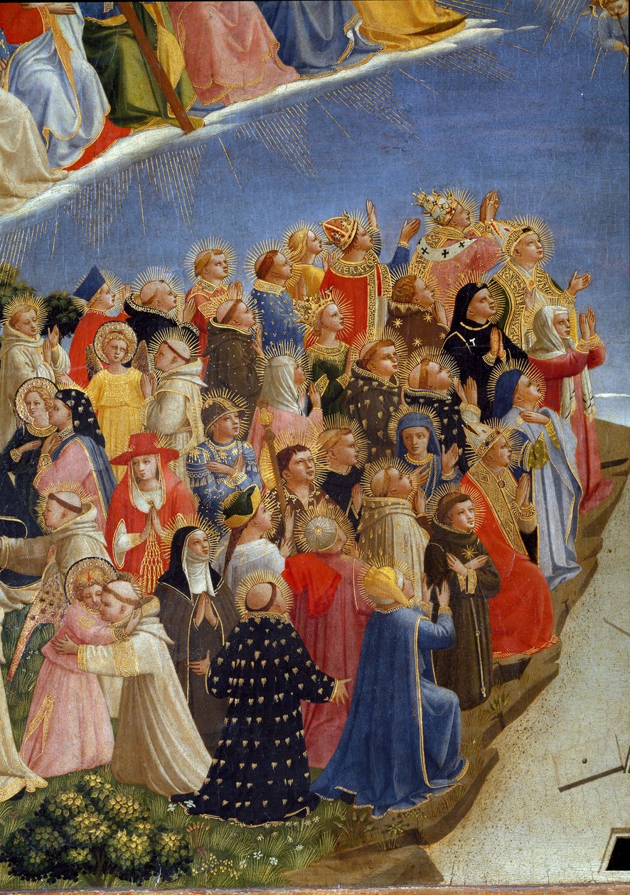 Az utolsó ítélet: a paradicsomi szentek részlete. (tempera fán alkotó: Fra  Angelico