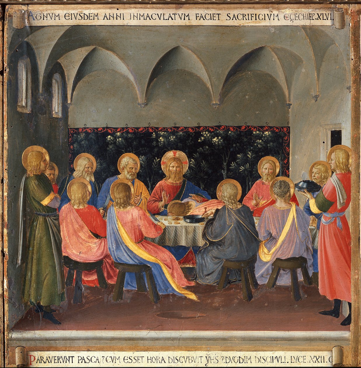 Az utolsó vacsora. Krisztus élete, ezüst ruhásszekrény. (Tempera fán alkotó: Fra  Angelico